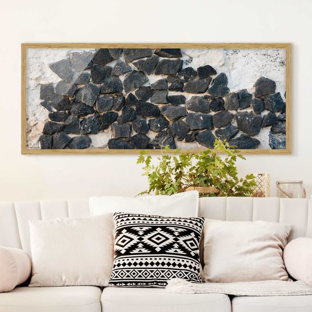 Bilder für die Wand Mauer mit Schwarzen Steinen