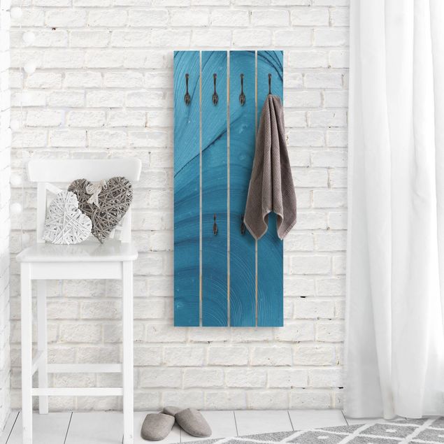 Wandgarderobe Holzpalette - Meliertes Blau