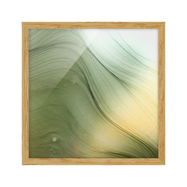 Kunstdruck Bilder mit Rahmen Meliertes Grün mit Honig