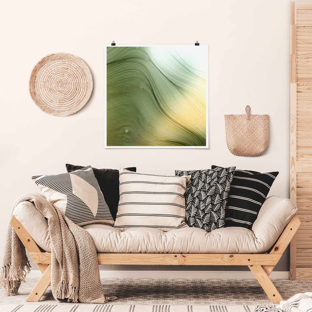 Wandbilder abstrakt Meliertes Grün mit Honig