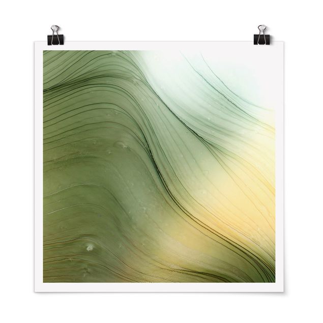Poster abstrakt Meliertes Grün mit Honig