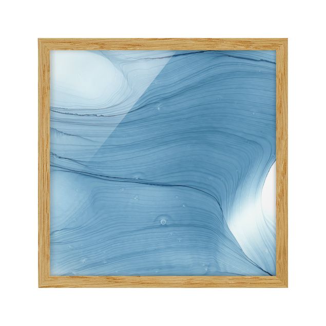 Kunstdrucke mit Rahmen Meliertes Mittelblau