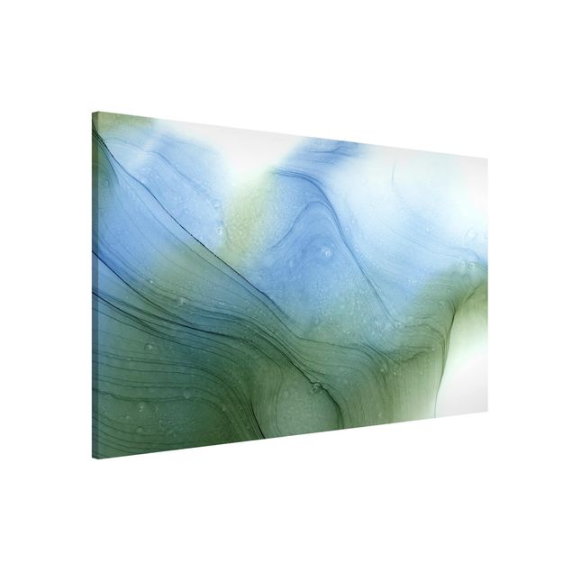 Abstrakte Bilder Meliertes Moosgrün mit Blau