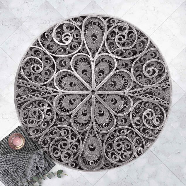 Teppiche Metall Ornamentik Mandala in Silber