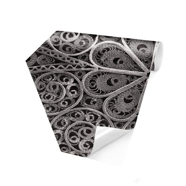 Fototapete Design Metall Ornamentik Mandala in Silber