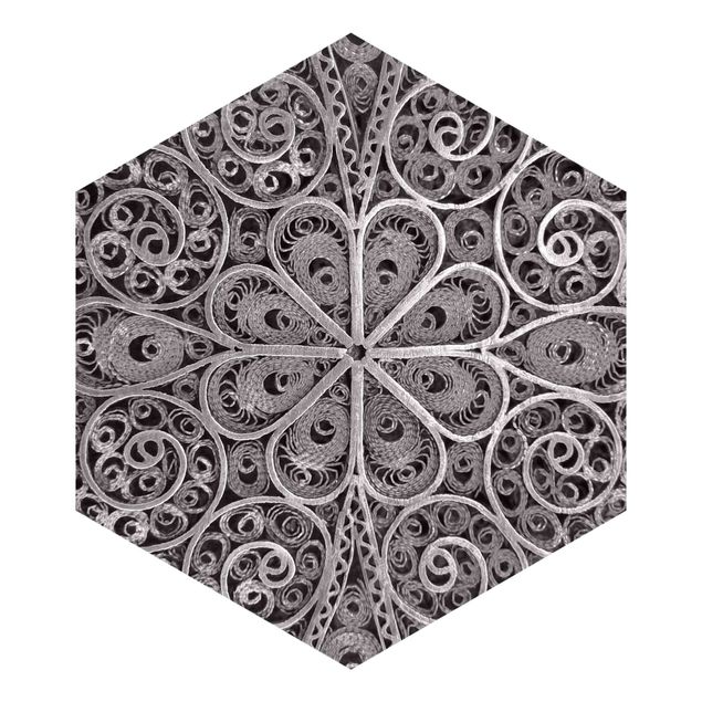 Fototapeten Metall Ornamentik Mandala in Silber