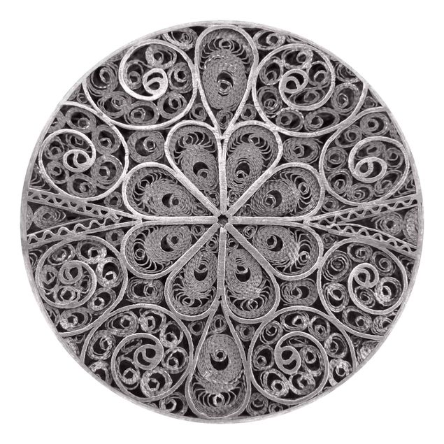 Fototapete Buddha Metall Ornamentik Mandala in Silber