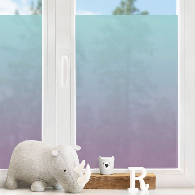 Fensterfolie Wohnzimmer Mint-Violett Farbverlauf