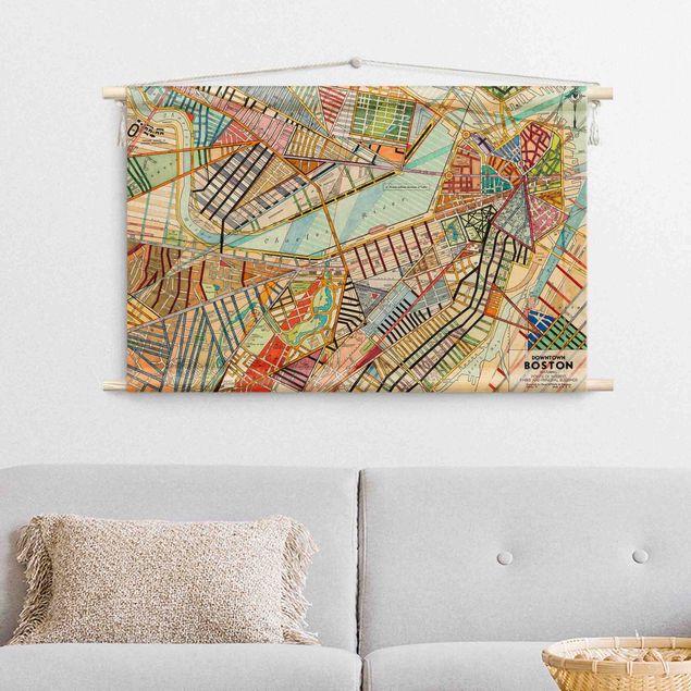 Weltkarte Wandteppich Moderne Karte von Boston