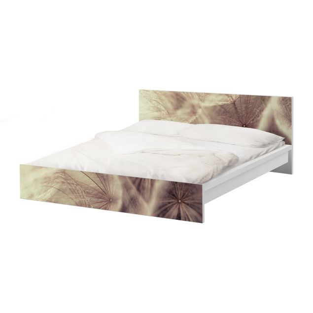 Möbelfolie für IKEA Malm Bett niedrig 160x200cm - Dahlien Blumenmeer weiß