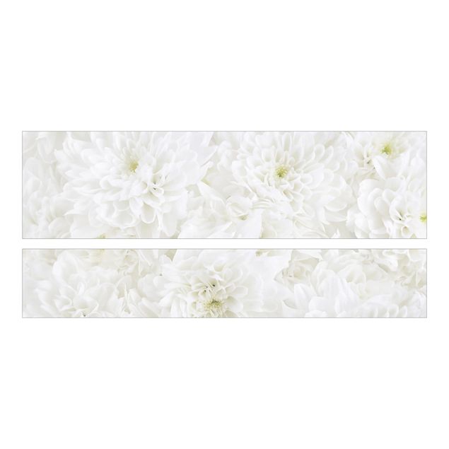 Möbelfolie für IKEA Malm Bett niedrig 160x200cm - Dahlien Blumenmeer weiß