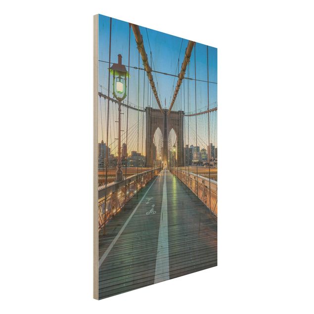 Holzbilder modern Morgenblick von der Brooklyn Bridge