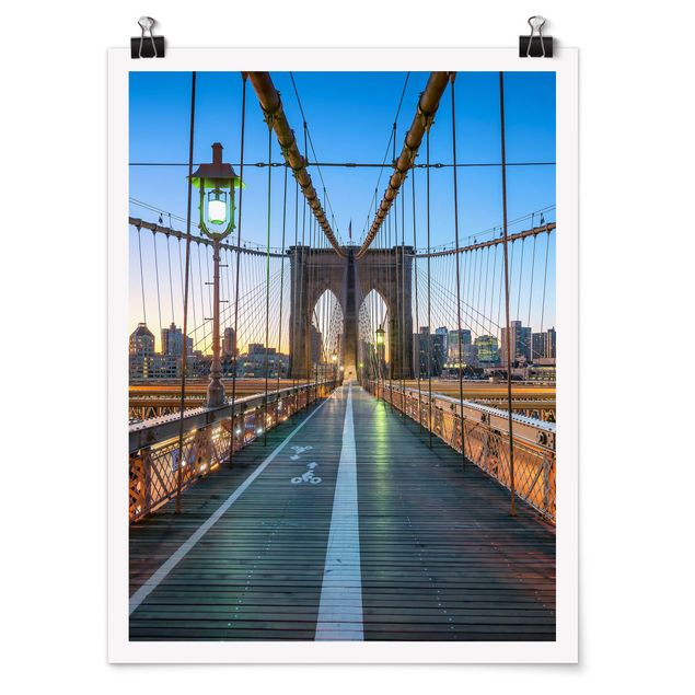 Poster - Morgenblick von der Brooklyn Bridge - Hochformat 3:4