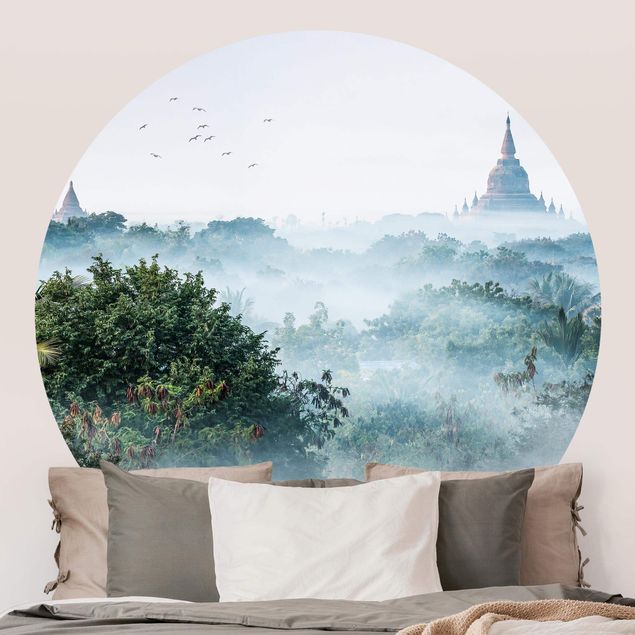 Dschungel Tapete Morgennebel über dem Dschungel von Bagan