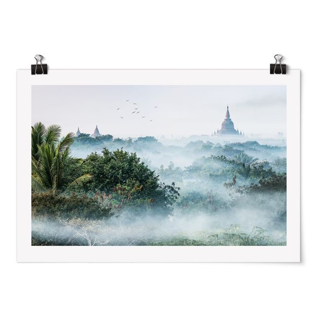 Poster bestellen Morgennebel über dem Dschungel von Bagan