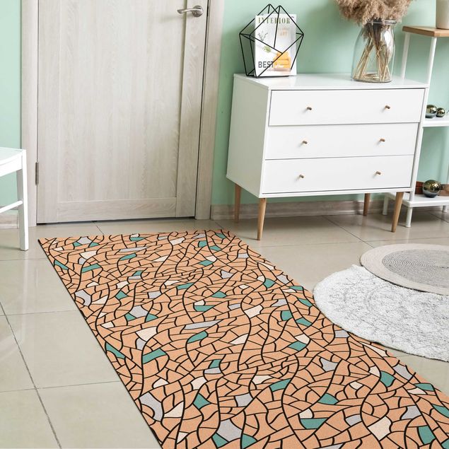 Teppich modern Mosaiklinien Muster Pastell