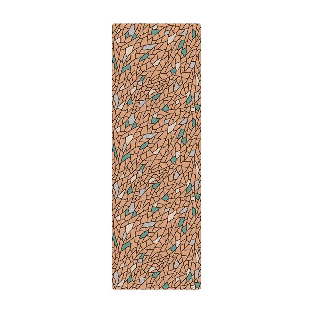 Kork-Teppich - Mosaiklinien Muster Pastell - Hochformat 1:2