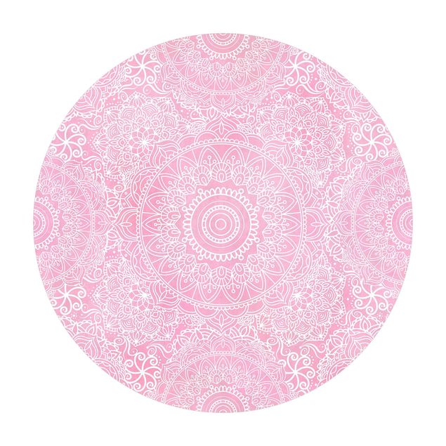 Runder Vinyl-Teppich - Muster Mandala Rosa
