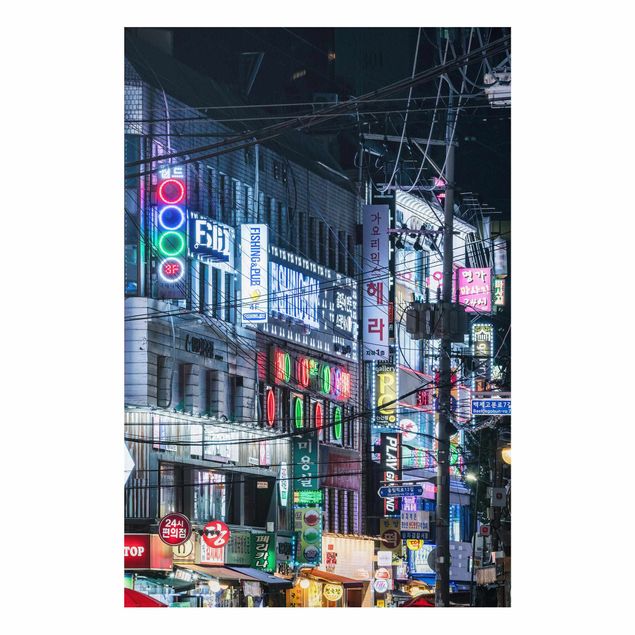 Forex Fine Art Print - Nachtleben von Seoul - Hochformat 2:3