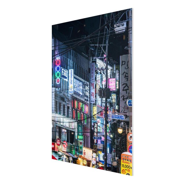 Forex Fine Art Print - Nachtleben von Seoul - Hochformat 3:4