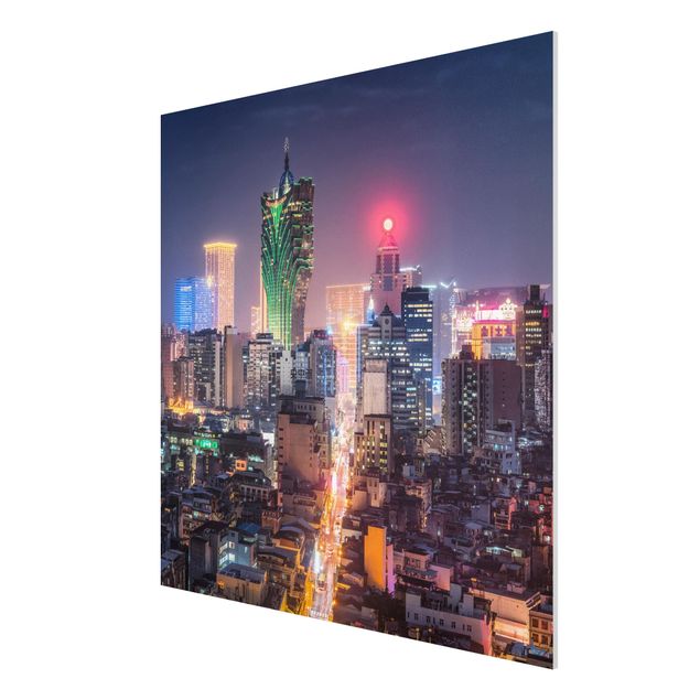 Forex Fine Art Print - Nachtlichter von Macau - Quadrat 1:1