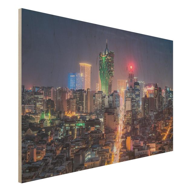 Holzbilder modern Nachtlichter von Macau