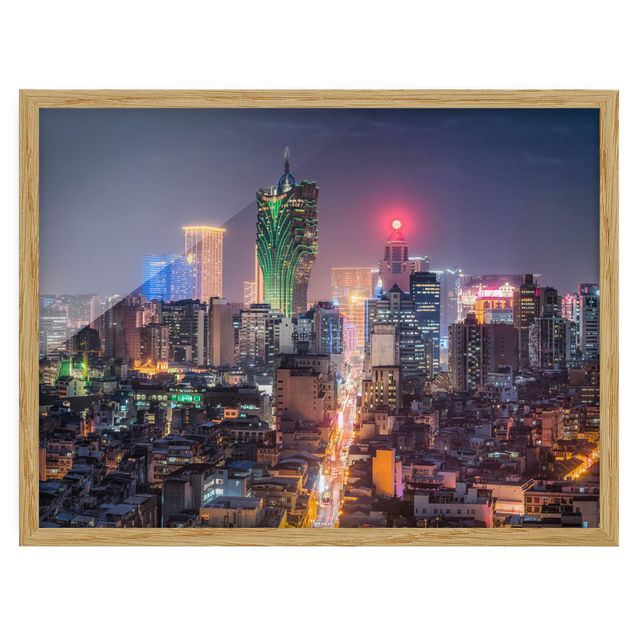 Bild mit Rahmen - Nachtlichter von Macau - Querformat