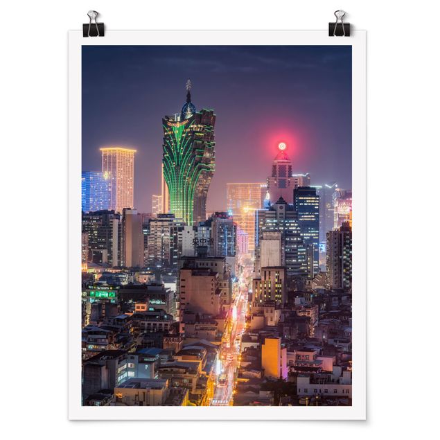 Poster - Nachtlichter von Macau - Hochformat 3:4