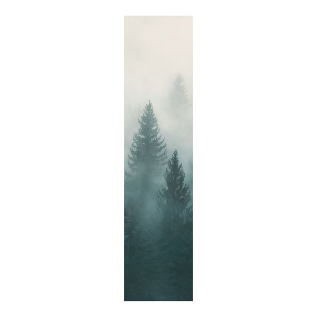 Schiebegardinen 3er Set Nadelwald im Nebel