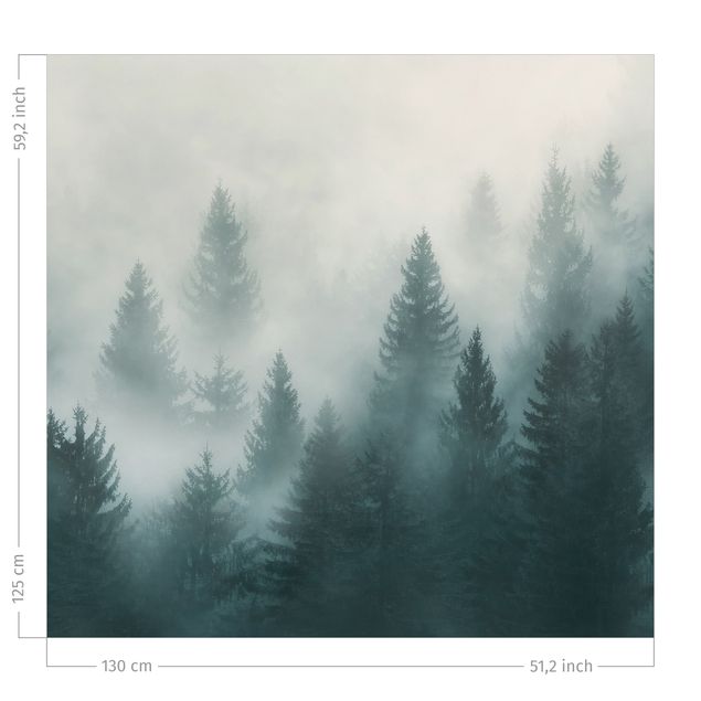 Vorhänge Wald Nadelwald im Nebel
