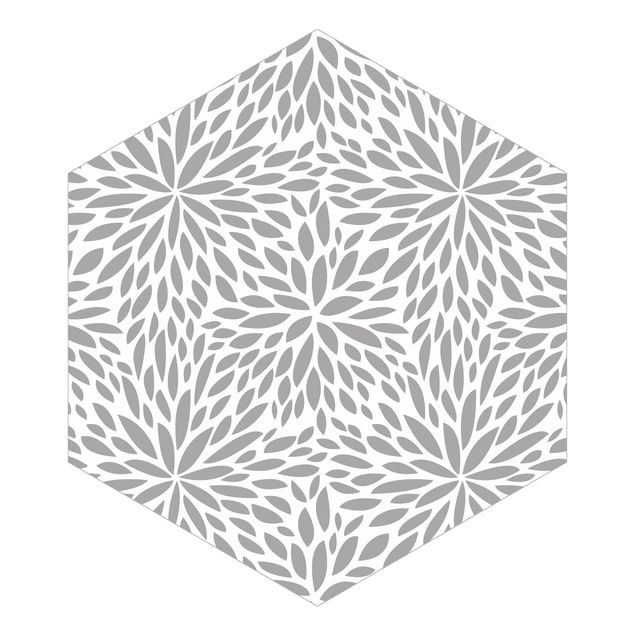Braune Tapete Natürliches Muster Blumen in Grau