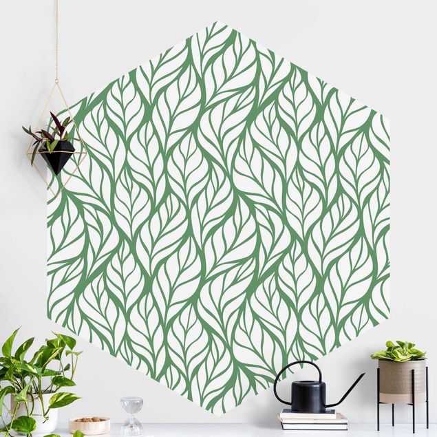 Tapeten Natürliches Muster große Blätter auf Grün