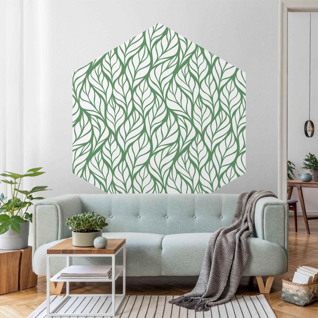 Tapete abstrakt Natürliches Muster große Blätter auf Grün