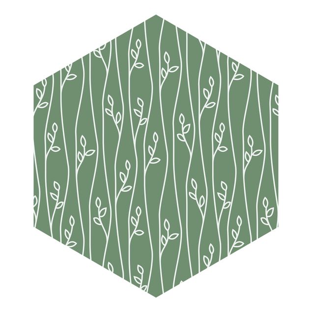 Design Tapete Natürliches Muster Pflanzenlinien vor Grün