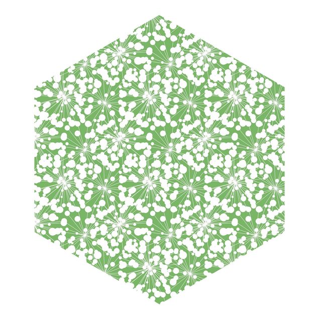 Fototapete Design Natürliches Muster Pusteblume mit Punkten vor Grün