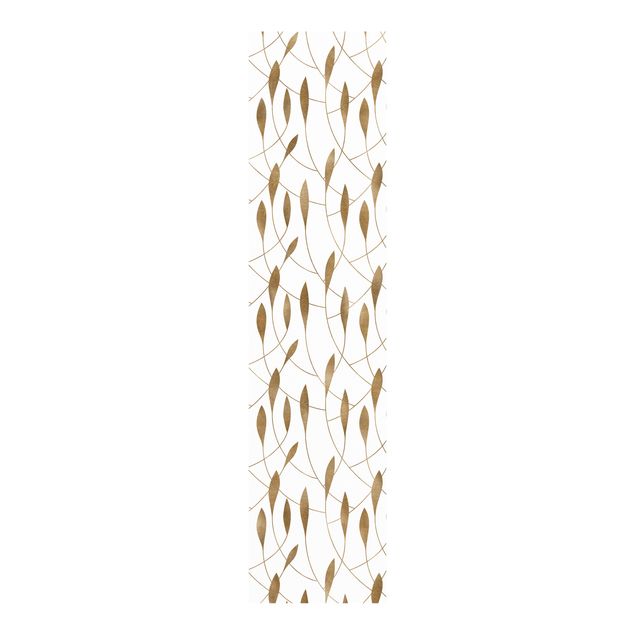 Schiebegardinen Schiene 3-läufig Natürliches Muster schwungvolle Blätter in Gold