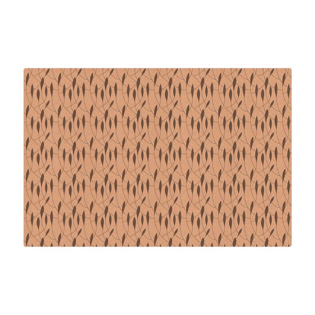 Kork-Teppich - Natürliches Muster schwungvolle Blätter in Grau - Querformat 3:2