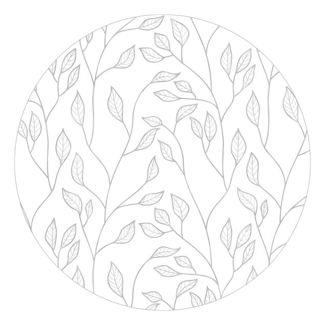 Tapeten Muster Natürliches Muster Zweige mit Blättern in Grau