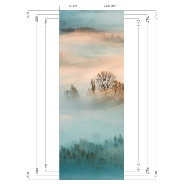 Duschrückwand - Nebel bei Sonnenaufgang