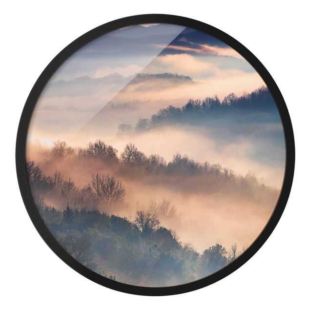 Bilder mit Rahmen Nebel bei Sonnenuntergang