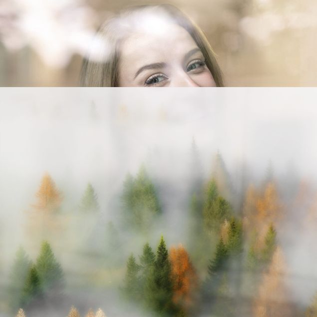 XXL Fensterbilder Nebelwald im Herbst
