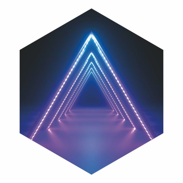 Hexagon Mustertapete selbstklebend - Neon Dreieck