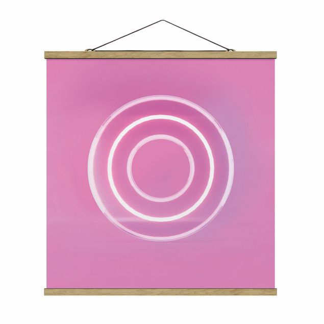 Stoffbild mit Posterleisten - Neon Gamer Symbol Kreis - Quadrat 1:1