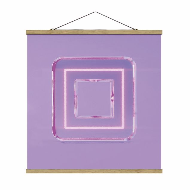 Stoffbild mit Posterleisten - Neon Gamer Symbol Square - Quadrat 1:1