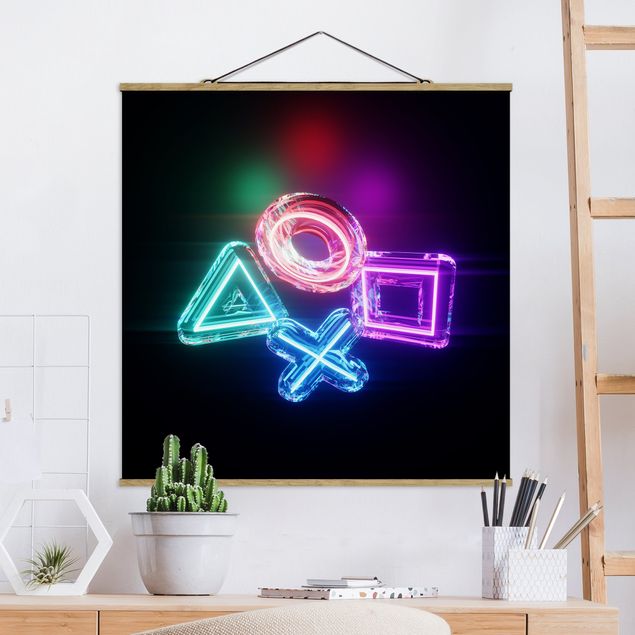 Schöne Wandbilder Neon Kreis Quadrat Dreieck X