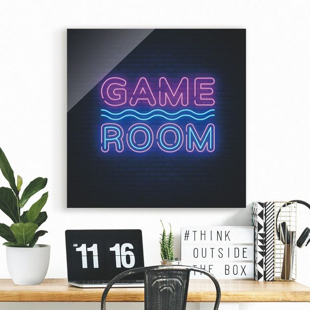 XXL Glasbilder Neon Schrift Game Room