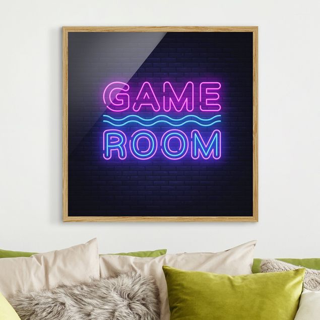 Gerahmte Bilder Sprüche Neon Schrift Game Room