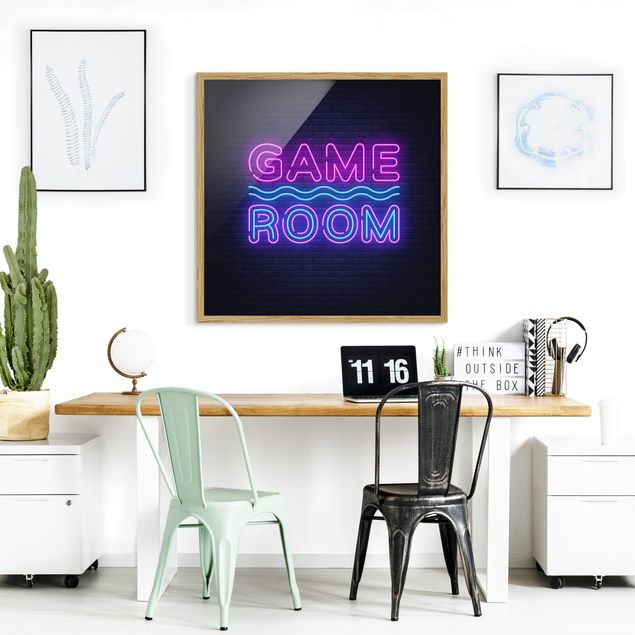 Bilder für die Wand Neon Schrift Game Room