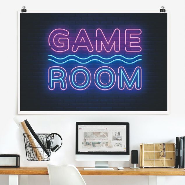 Poster Sprüche Neon Schrift Game Room
