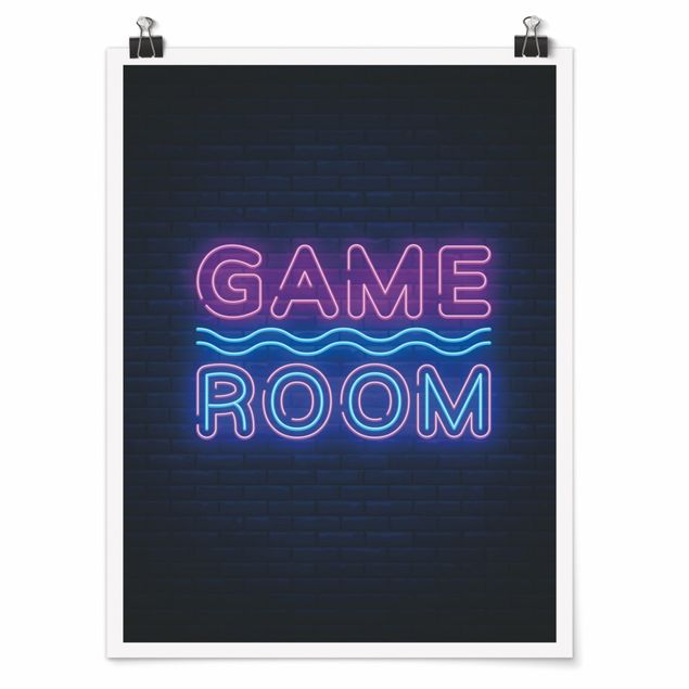 Poster - Neon Schrift Game Room - Hochformat 3:4